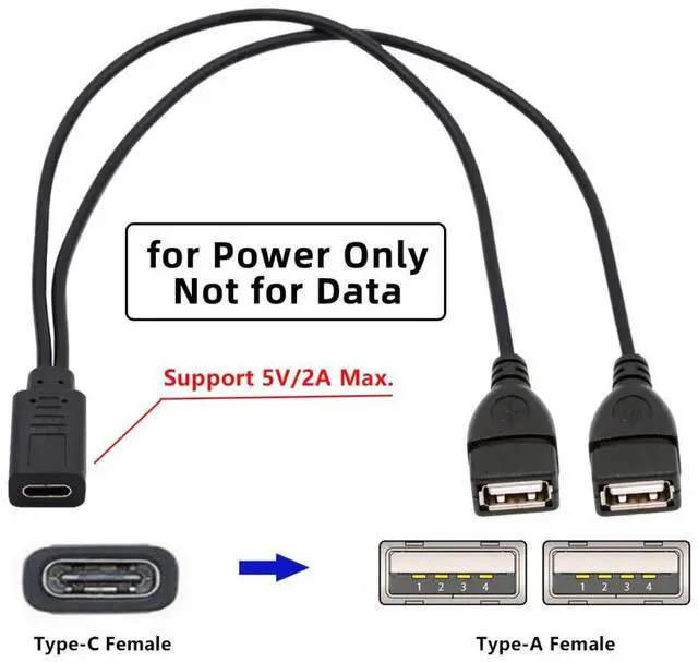 Alt view image 3 of 7 - USB C Splitter Multi Charging Cable,USB C 1 to 2 USB Charge Extension Cable Supports Charging Two Devices at The Same Time 0.98FT/0.3M
