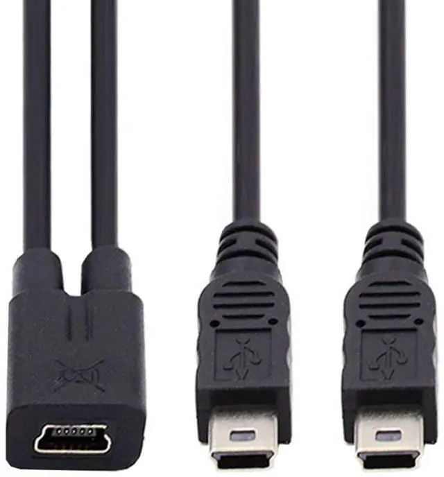 Alt view image 3 of 5 - Mini USB Splitter Multi Charging Cable,Mini USB 1 Female to 2 Male Charge Extension Cable Supports Charging Two Devices at The Same Time 0.98FT/0.3M