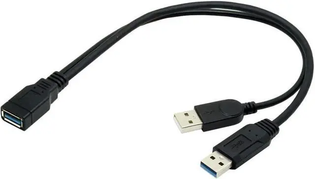 Main image of USB 3.0 Splitter Y Cable USB 1 Female to 2 Male Extra Power Data Extension Cable for 2.5" Mobile Hard Disk
