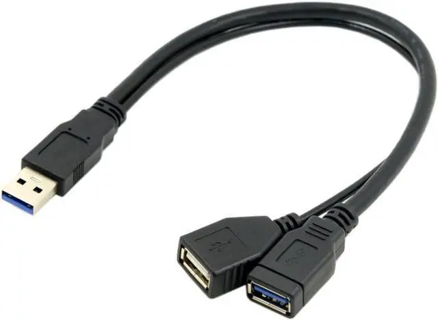 Main image of USB 3.0 Splitter Y Cable USB 1 Male to 2 Female Extra Power Data Extension Cable for 2.5" Mobile Hard Disk