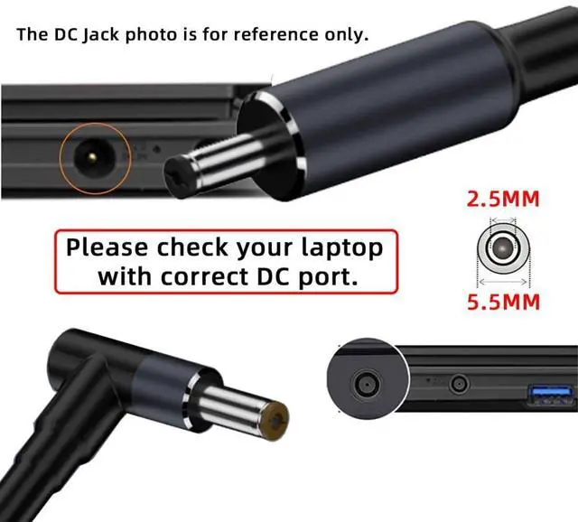 Alt view image 3 of 7 - USB C to DC 5.5x2.5mm 20V Power 65W 100W 135W 140W PD Charge Cable for Laptop
