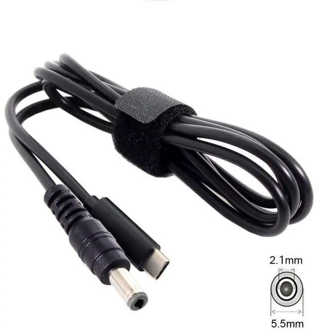 Alt view image 5 of 6 - Type C USB-C Input to Rectangle 5.5x2.1mm Cable Cord for Laptop Notebook 1.8M
