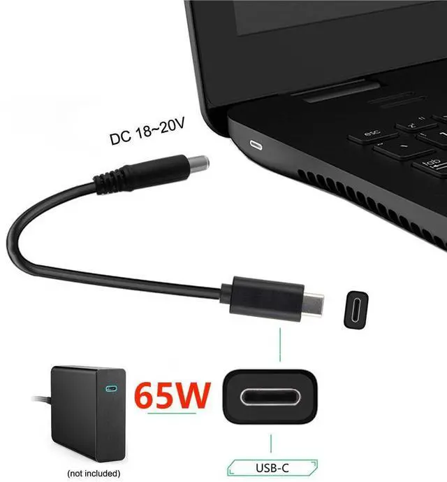 Alt view image 3 of 7 - USB C to DC 20V 4.5x3.0mm PD 65W Charge Cable with PD Emulator Trigger for H-P Laptop