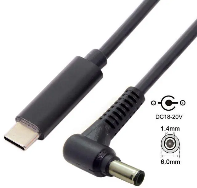 Alt view image 2 of 7 - USB C to DC 6.0x1.4mm Power PD 65W Charge Cable for Laptop Notebook