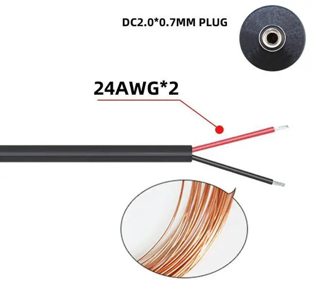 Alt view image 6 of 7 - USB to DC 2.0x0.7mm Cable,USB 2.0 Type A Male to DC 5V 2.0x0.7mm Power Round Plug Cable 24AWG 100cm