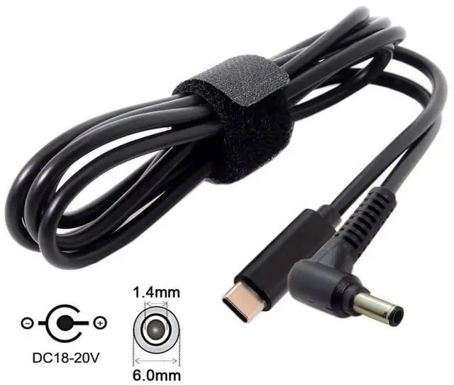 Alt view image 4 of 7 - USB C to DC 6.0x1.4mm Power PD 65W Charge Cable for Laptop Notebook