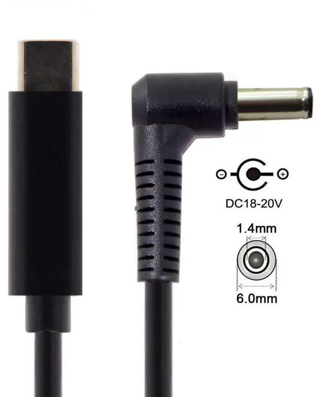 Alt view image 7 of 7 - USB C to DC 6.0x1.4mm Power PD 65W Charge Cable for Laptop Notebook