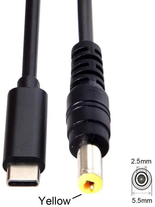 Alt view image 4 of 7 - DC 5.5x2.5mm to Type C USB-C Input Cable for Laptop Notebook (5.5x2.5mm to USB-c)