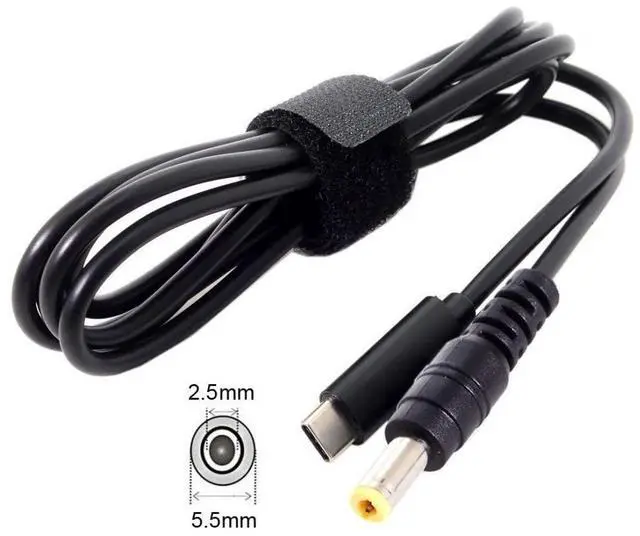 Alt view image 7 of 7 - DC 5.5x2.5mm to Type C USB-C Input Cable for Laptop Notebook (5.5x2.5mm to USB-c)