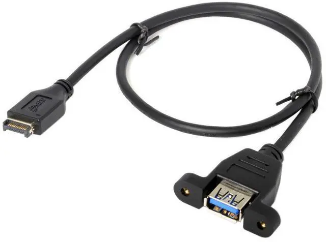 Alt view image 7 of 7 - CY USB 3.1 Type-E Front Panel Header Male to USB 3.0 Type-A Female Extension Cable 50cm Panel Mount Type