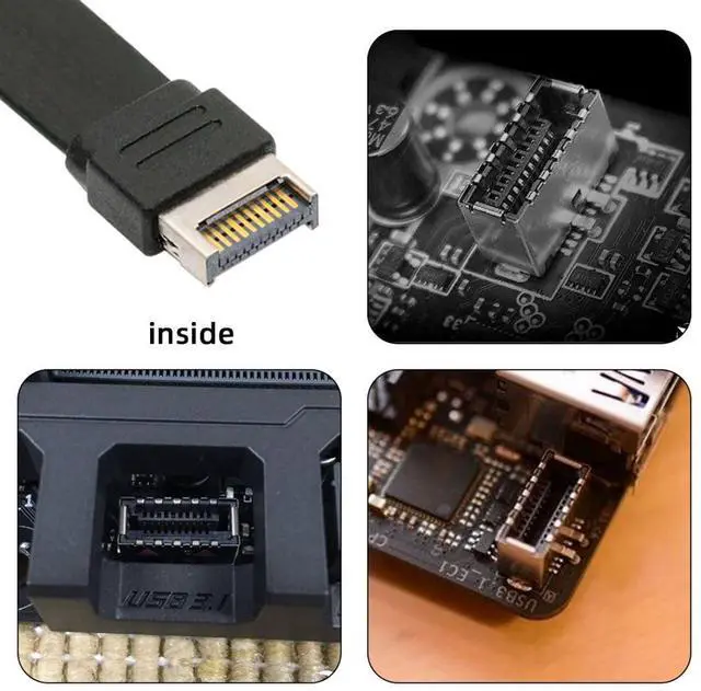 Alt view image 3 of 7 - USB 3.1 Gen 2 10Gbps USB Type-E Motherboard to USB C Front Panel Header Extension Cable Adapter with 12cm PCI-E Bracket
