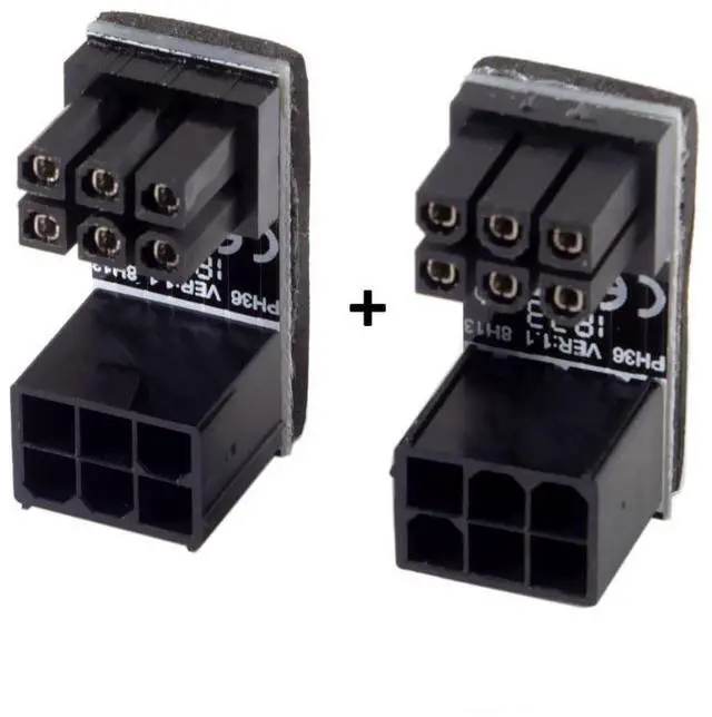Alt view image 5 of 7 - 2 Pack ATX 6Pin 180 Degree Angled Power Connector Adapter for GPU Graphics Card