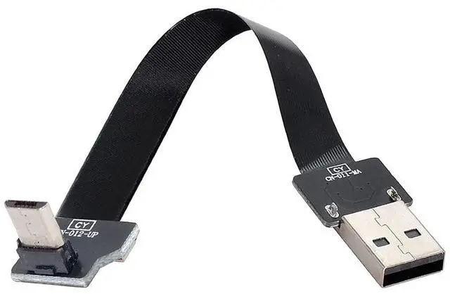 Alt view image 7 of 7 - Micro USB Flat Cable USB 2.0 Male to Micro USB Male 90 Degree UP Angled Ribbon Flex Extension Cable Adapter 1.0M