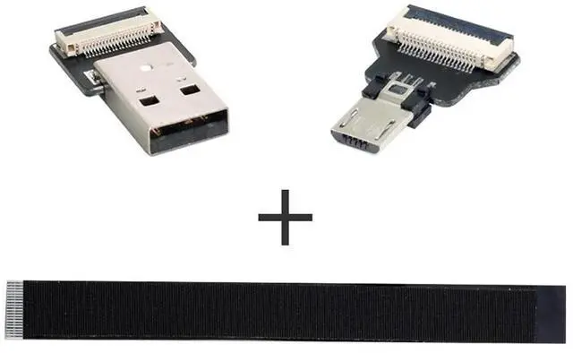 Alt view image 5 of 7 - Micro USB Flat Cable USB 2.0 Male to Micro USB Male Ribbon Flex Extension Cable Adapter 0.2M