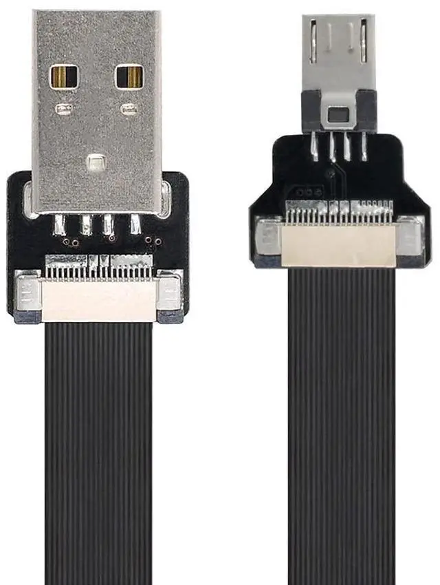 Alt view image 6 of 7 - Micro USB Flat Cable USB 2.0 Male to Micro USB Male Ribbon Flex Extension Cable Adapter 0.2M