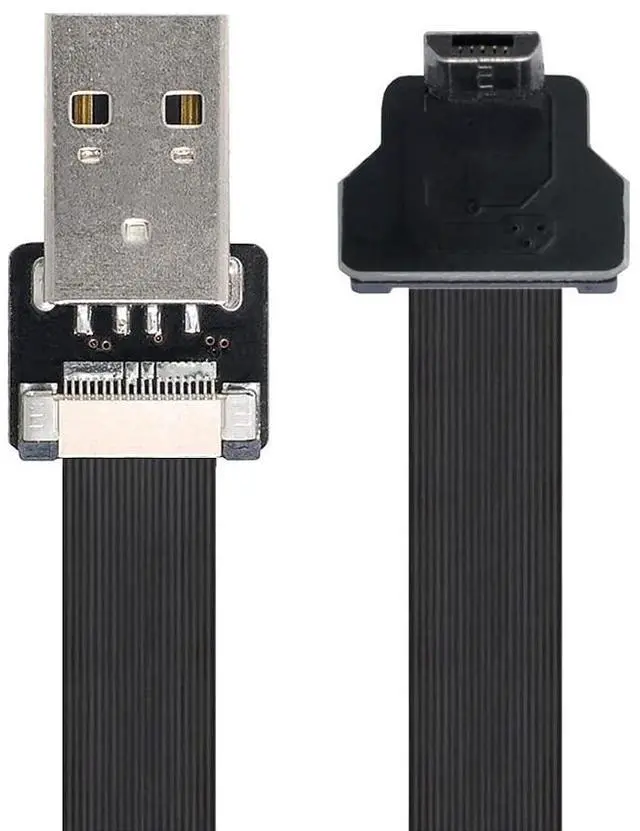Alt view image 6 of 7 - Micro USB Flat Cable USB 2.0 Male to Micro USB Male 90 Degree Down Angled Ribbon Flex Extension Cable Adapter 1.0M