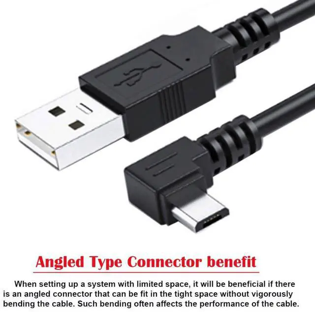 Alt view image 2 of 7 - USB to Micro USB Cable,USB 2.0 Male to Micro USB 5Pin Male 90 Degree Right Angled Charge Data Transfer Extension Cable 1.0M