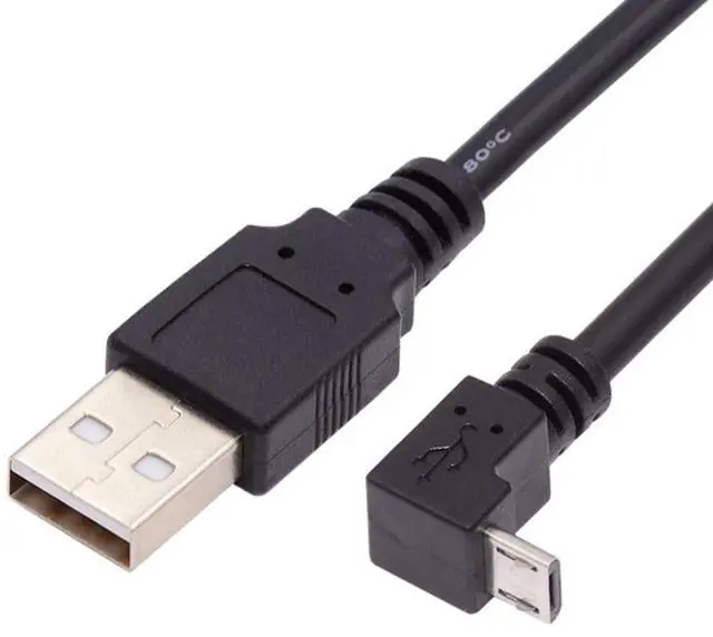 Main image of USB to Micro USB Cable,USB 2.0 Male to Micro USB 5Pin Male Charge Data Transfer 90 Degree Down Angled Extension Cable 4.92FT/1.5M