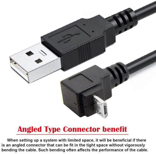 Alt view image 2 of 7 - USB to Micro USB Cable,USB 2.0 Male to Micro USB 5Pin Male 90 Degree Down Angled Charge Data Transfer Extension Cable 1.0M