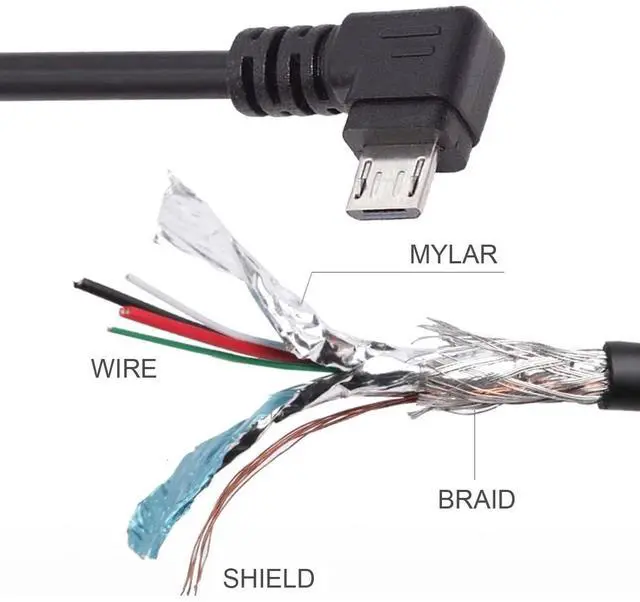 Alt view image 6 of 7 - USB to Micro USB Cable,USB 2.0 Male to Micro USB 5Pin Male Charge Data Transfer 90 Degree Right Angled Extension Cable 1.64FT/0.5M