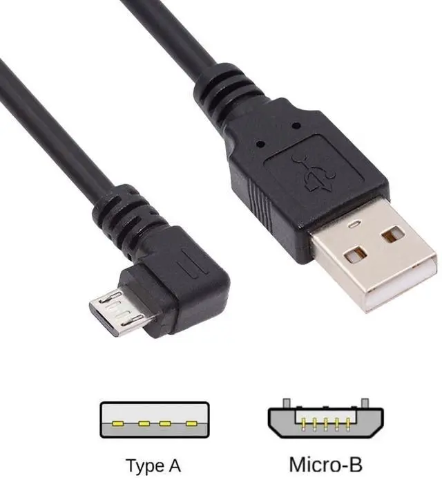Alt view image 7 of 7 - USB to Micro USB Cable,USB 2.0 Male to Micro USB 5Pin Male Charge Data Transfer 90 Degree Right Angled Extension Cable 1.64FT/0.5M