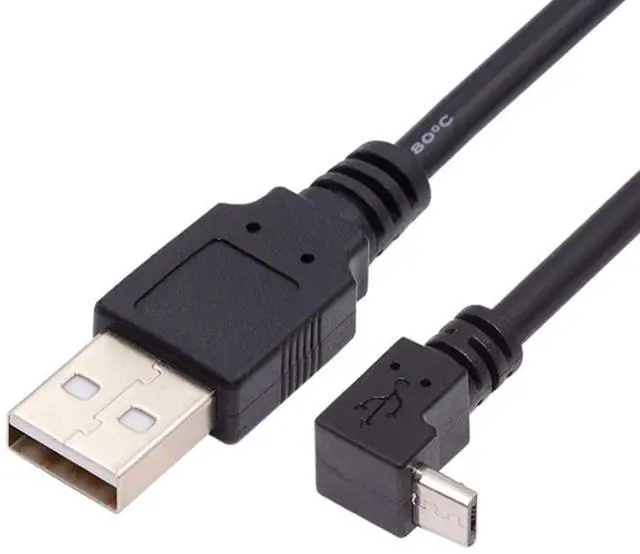 Main image of USB to Micro USB Cable,USB 2.0 Male to Micro USB 5Pin Male Charge Data Transfer 90 Degree UP Angled Extension Cable 0.32FT/0.1M