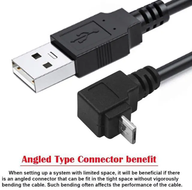Alt view image 7 of 7 - USB to Micro USB Cable,USB 2.0 Male to Micro USB 5Pin Male Charge Data Transfer 90 Degree UP Angled Extension Cable 0.32FT/0.1M