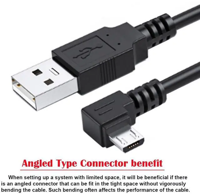 Alt view image 3 of 7 - 2 Pack USB to Micro USB Cable,USB 2.0 Male to Micro USB 5Pin Male 90 Degree Angled Charge Data Transfer Extension Cable 1.0M