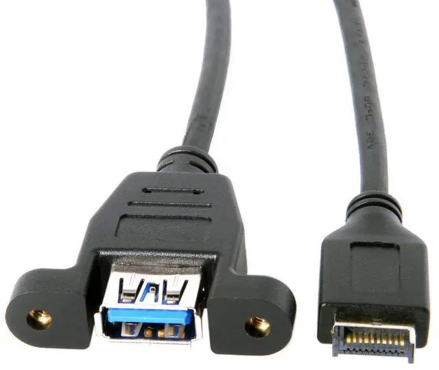 Alt view image 4 of 7 - CY USB 3.1 Type-E Front Panel Header Male to USB 3.0 Type-A Female Extension Cable 50cm Panel Mount Type