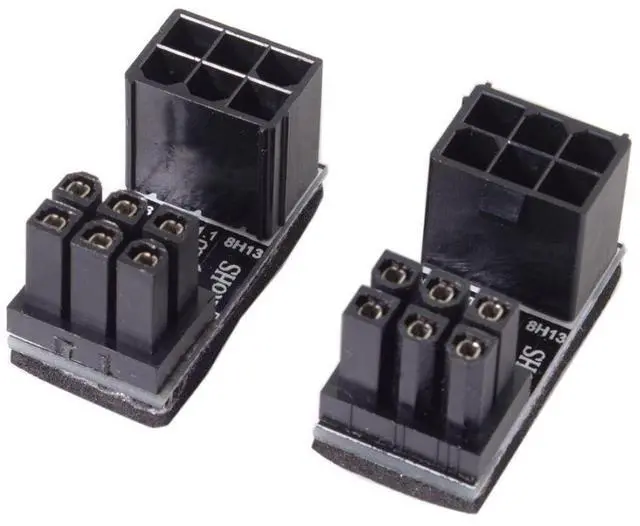 Main image of 2 Pack ATX 6Pin 180 Degree Angled Power Connector Adapter for GPU Graphics Card