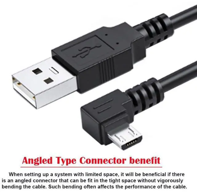 Alt view image 6 of 7 - USB to Micro USB Cable,USB 2.0 Male to Micro USB 5Pin Male Charge Data Transfer 90 Degree Left Angled Extension Cable 0.32FT/0.1M