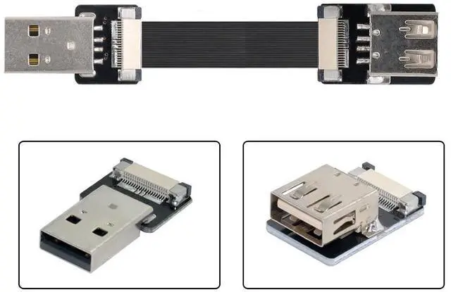 Alt view image 6 of 7 - USB 2.0 Flat Cable USB 2.0 Male to Female Data Transfer Charging Ribbon Flex Extension Cable Adapter 0.5M