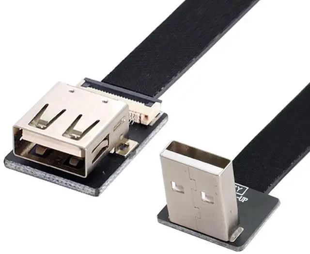 Main image of USB 2.0 Flat Cable USB 2.0 Male to Female 90 Degree UP Angled Data Transfer Charging Ribbon Flex Extension Cable Adapter 0.5M