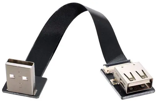 Alt view image 5 of 7 - USB 2.0 Flat Cable USB 2.0 Male to Female 90 Degree UP Angled Data Transfer Charging Ribbon Flex Extension Cable Adapter 0.5M