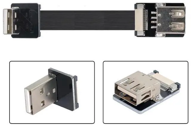 Alt view image 6 of 7 - USB 2.0 Flat Cable USB 2.0 Male to Female 90 Degree UP Angled Data Transfer Charging Ribbon Flex Extension Cable Adapter 0.5M