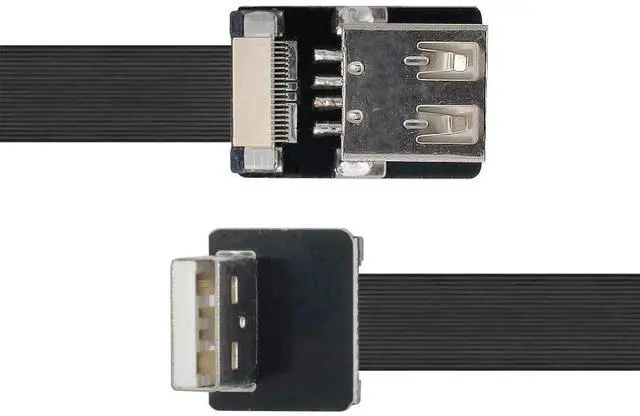 Alt view image 7 of 7 - USB 2.0 Flat Cable USB 2.0 Male to Female 90 Degree UP Angled Data Transfer Charging Ribbon Flex Extension Cable Adapter 0.5M