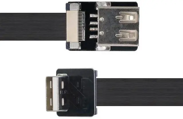 Alt view image 3 of 6 - USB 2.0 Flat Cable USB 2.0 Male to Female 90 Degree Down Angled Data Transfer Charging Ribbon Flex Extension Cable Adapter 2.0M