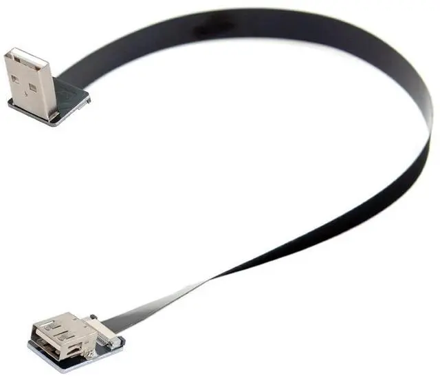 Alt view image 4 of 6 - USB 2.0 Flat Cable USB 2.0 Male to Female 90 Degree Down Angled Data Transfer Charging Ribbon Flex Extension Cable Adapter 2.0M