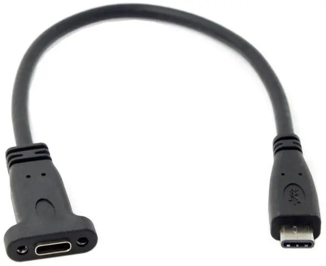 Alt view image 6 of 7 - CY USB C to C Cable USB 3.1 Type C Male to Female Data Extension Cable with Panel Mount Screw Hole