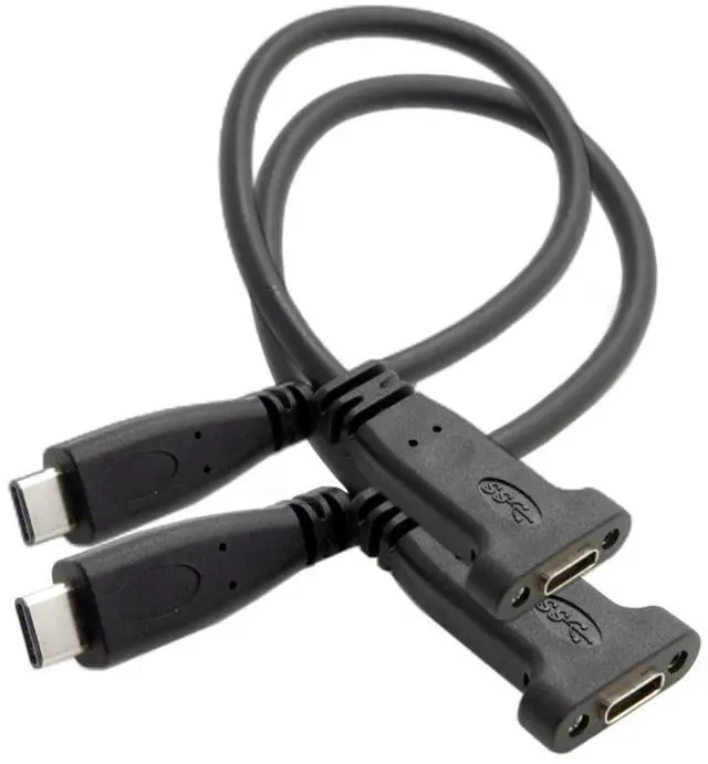Main image of 2 Pack USB C Extension Cable USB 3.1 Gen 2 10Gbps Male to Female Fast Charging Data Transfer Extension Cable with Panel Mount Hole 0.2M