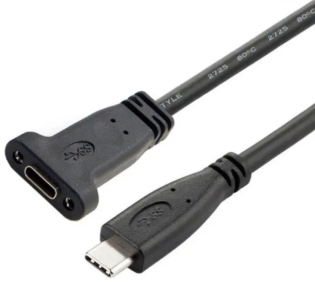 Alt view image 7 of 7 - 2 Pack USB C Extension Cable USB 3.1 Gen 2 10Gbps Male to Female Fast Charging Data Transfer Extension Cable with Panel Mount Hole 0.2M