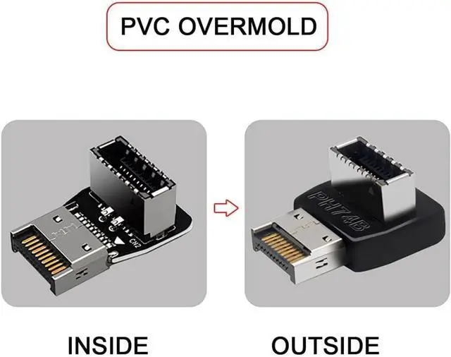 Alt view image 5 of 7 - 2 Pack USB 3.1 Type-E Front Panel Socket Motherboard Header 90 Degree Angled Adapter