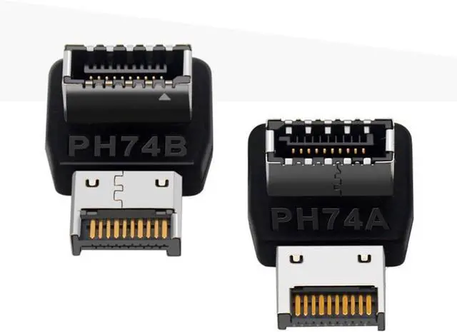 Alt view image 6 of 7 - 2 Pack USB 3.1 Type-E Front Panel Socket Motherboard Header 90 Degree Angled Adapter