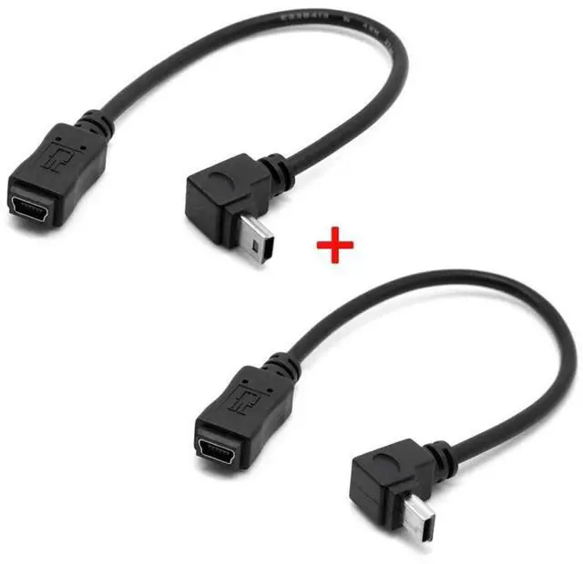 Alt view image 4 of 7 - 2 Pack Mini USB Extension Cable USB 2.0 Mini USB 5Pin Male to Female 90 Degree Angled Data Power Extension Cable Adapter 0.2M