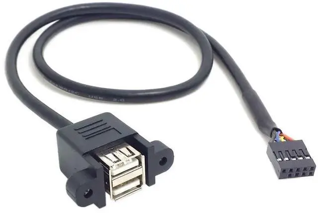 Alt view image 7 of 7 - USB 2.0 Front Panel Header 9/10Pin 1 Male to 2 USB 2.0 Female Y Splitter Mainboard Header Port Extension Cable Adapter with Screw Panel Holes