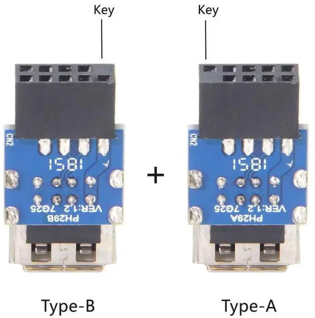 Alt view image 5 of 7 - 2 Pack USB 2.0 Front Panel Header 9/10Pin 1 Male to 2 USB 2.0 Female Mainboard Header Port Extension Adapter