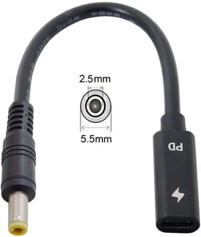 Alt view image 7 of 7 - CY USB C to DC 20V 5.5x2.5mm PD 65W Charge Cable