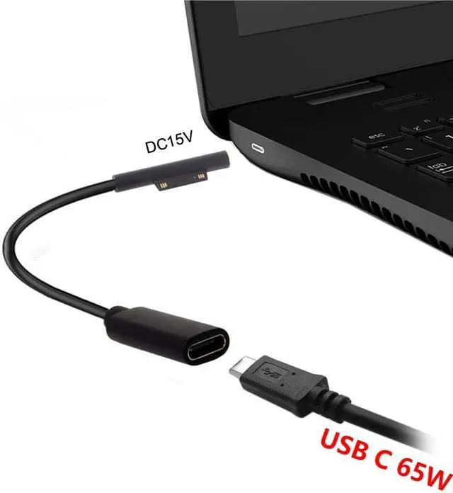 Alt view image 4 of 7 - USB C to DC 15V Surface Pro3 Pro4 Pro5 Pro6 Book Pro PD 65W Charge Cable