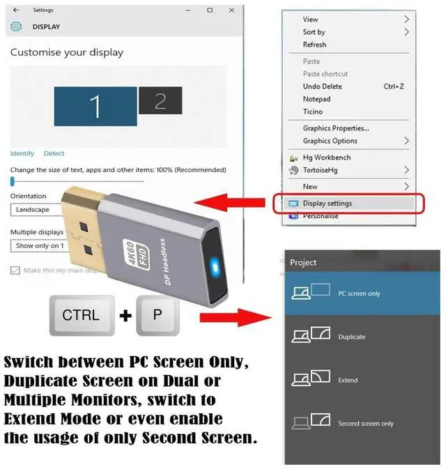 Alt view image 6 of 7 - Displayport Virtual Display Adapter DP Displayport Dummy Plug Headless Ghost Emulator 4K@60Hz