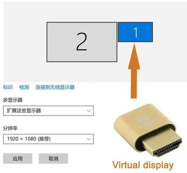 Alt view image 2 of 7 - CY HDMI Virtual Display Adapter HDMI 1.4 DDC EDID Dummy Plug Headless Ghost Display Emulator 1920x1080p@60Hz